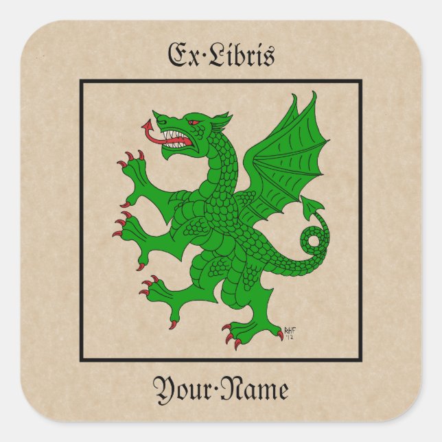 Dragon Rampant Vert Bookplate (Front)
