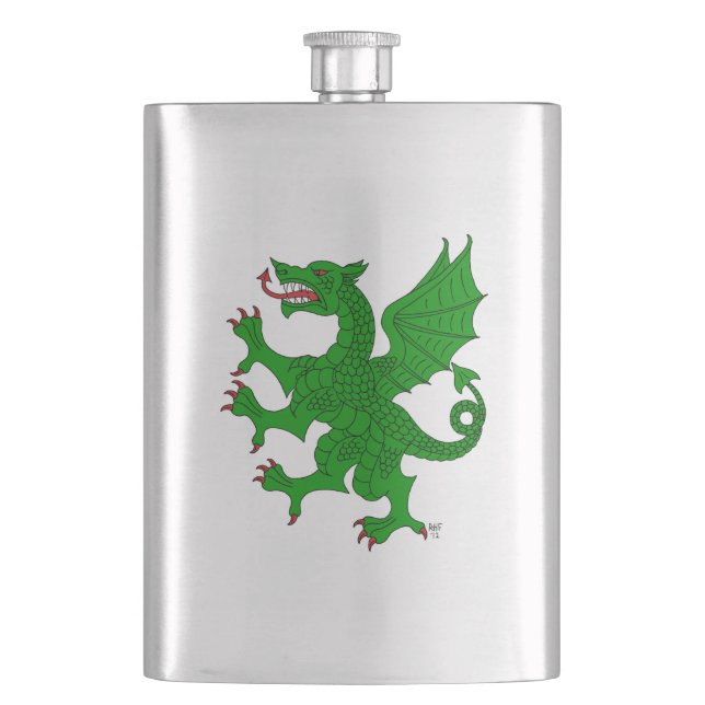 Dragon Rampant Vert Flask (Front)
