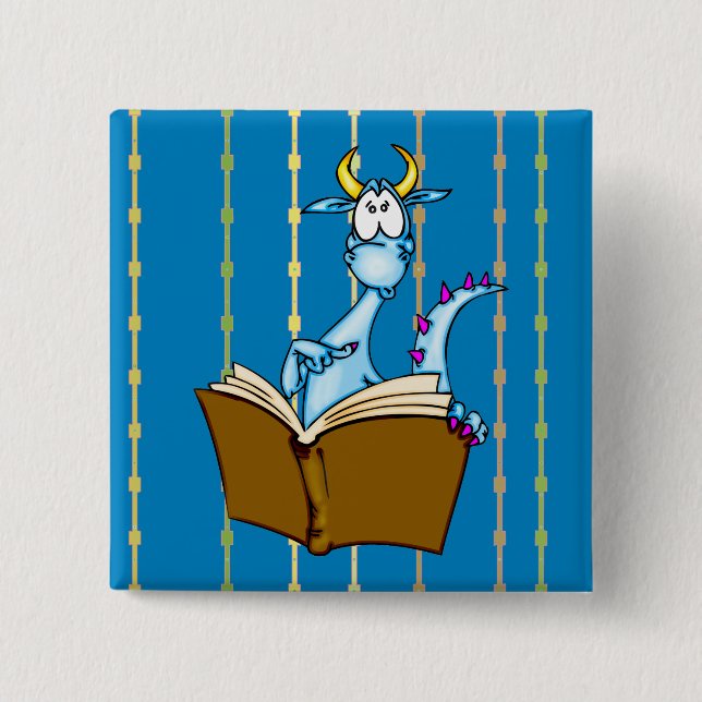 Dragon Reading Book Button (Front)