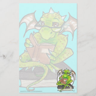 Dragon Reading fantasy art stationery letter paper