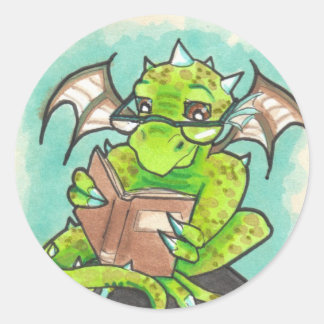 Dragon Reading fantasy art stationery Stickers