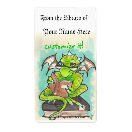 Dragon Reading fantasy art sticker bookplates
