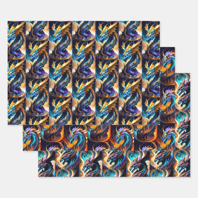 Dragon Realm Collection Wrapping Paper Sheets (Set)