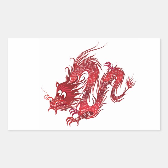 dragon rectangular sticker (Front)