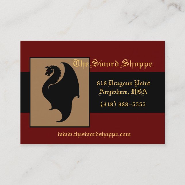 Dragon Red & Black Business Card (Front)