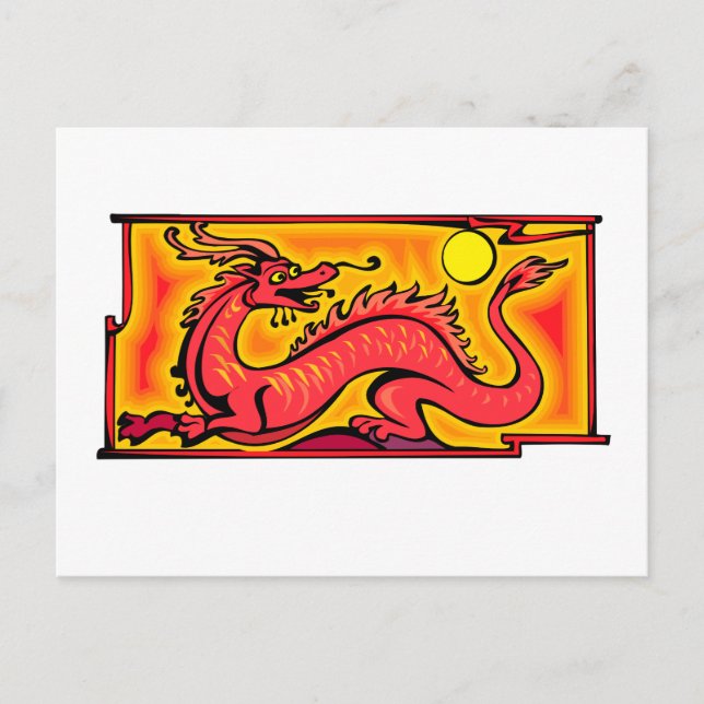 Dragon Red Fantasy Fiction Drawing Cartoon Art Postcard (Front)