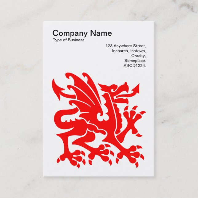 Dragon - Red on White Business Card (Front)