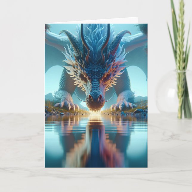 Dragon Reflection Happy Birthday Nephew Card (Front)