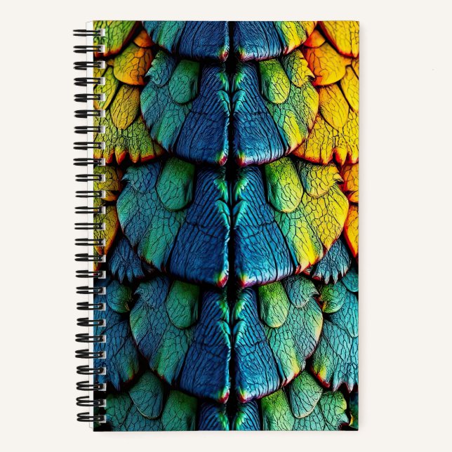Dragon Reptile Scales Green Blue Yellow Armor Notebook (Front)