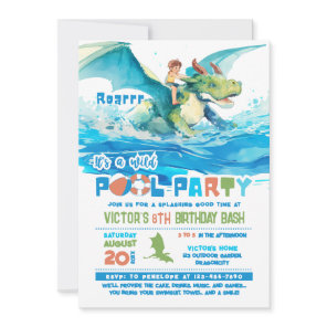 Dragon Ride Pool Party Birthday Invitation