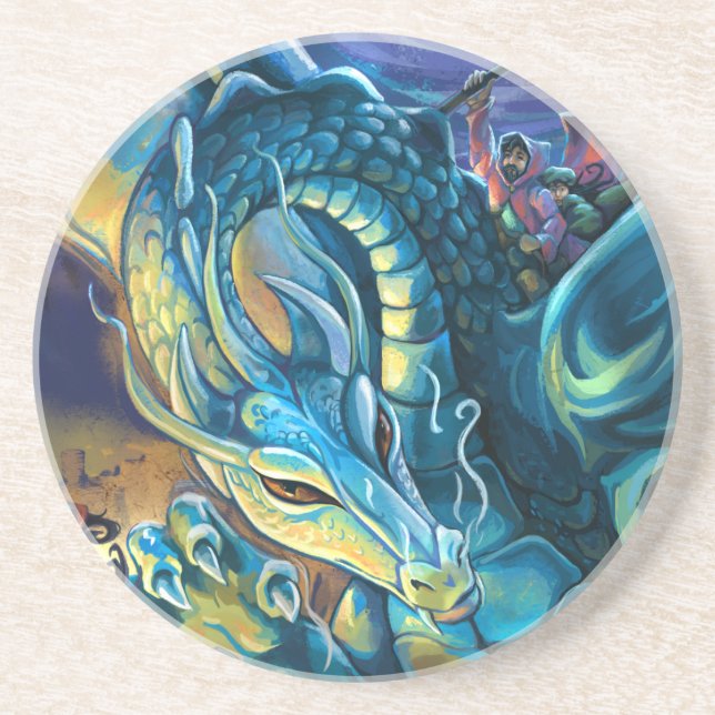 Dragon Rider and Sorcerer Sandstone Coaster (Front)