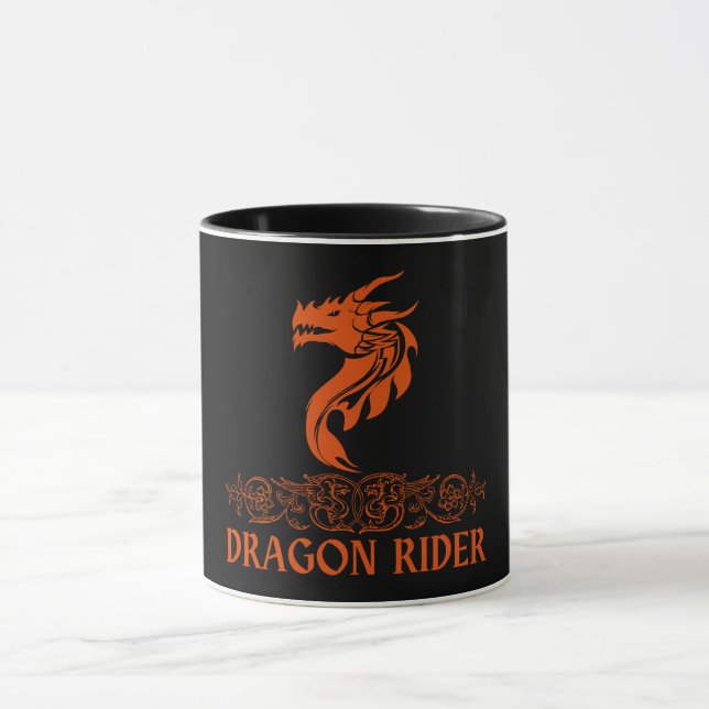 Dragon Rider Cool Trendy Fantasy Red Typography Mug (Center)