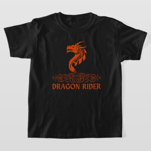 Dragon Rider Cool Trendy Fantasy Red Typography T_Shirt