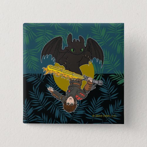 Dragon Rider Toothless  Hiccup Duo Graphic Button