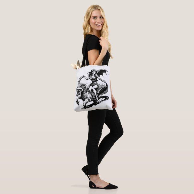 Dragon Rider Tote – Epic Fantasy Art Bag (On Model)