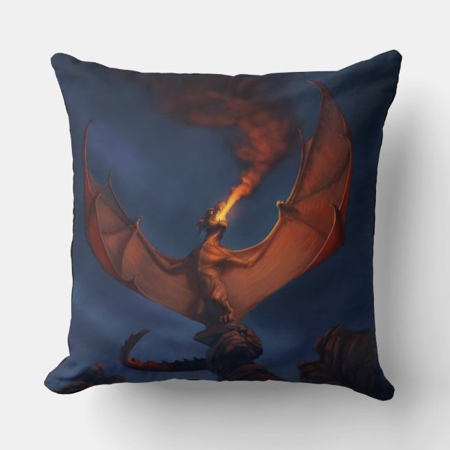 Dragon Roar Throw Pillow (Front)