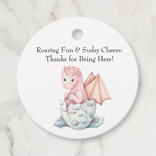 Dragon Roaring Fun  Sudsy Cheers Thank You Favor Tags