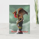 Dragon Robin Christmas Card at Zazzle