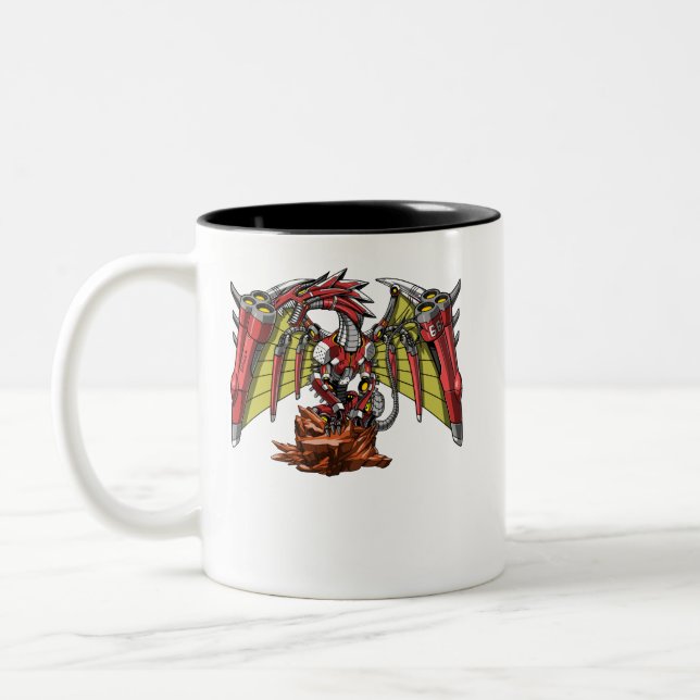 Dragon Robot Fantasy Futuristic Machine Two-Tone Coffee Mug (Left)