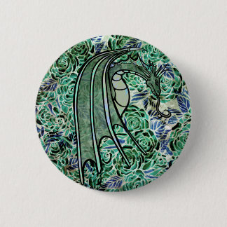 Dragon Roses Green Nature Dragons Abstract Rose Button