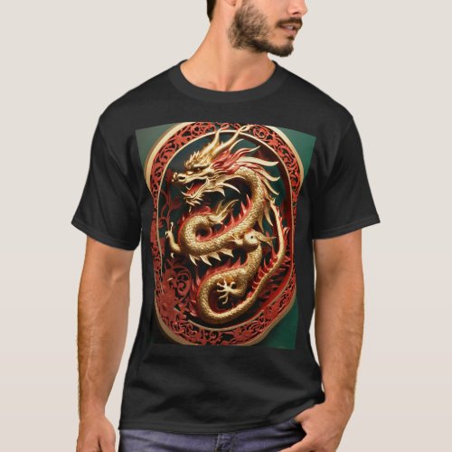 Dragon round shape design  T_Shirt