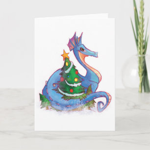 Dragon Round the Christmas Tree Holiday Card
