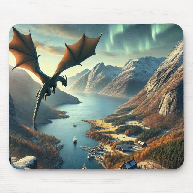 Dragon’s Journey – Epic Fantasy Landscape Mouse Pad (Front)