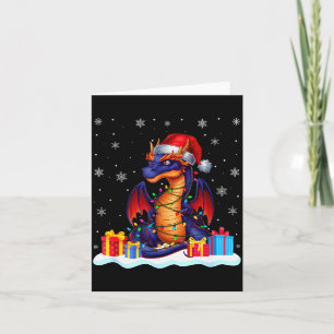 Dragon Santa Hat Christmas Tree Light Xmas Pajama Card
