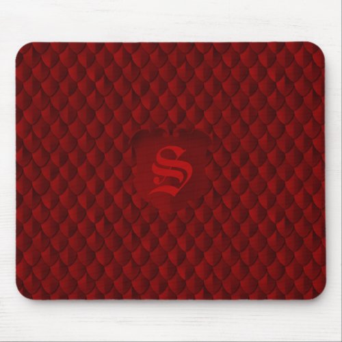 Dragon Scale Armor Blood Red Monogram Mouse Pad