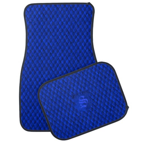 Dragon Scale Armor Cobalt Blue Monogram Car Mat