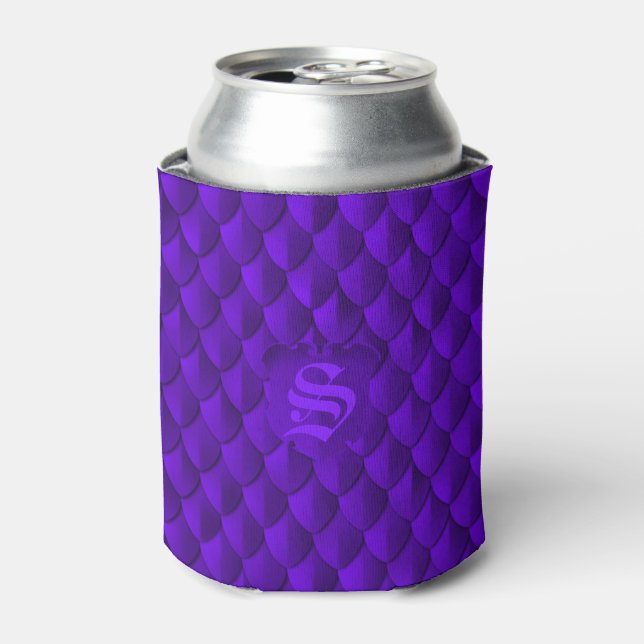 Dragon Scale Armor Royal Purple Monogram Can Cooler (Can Front)