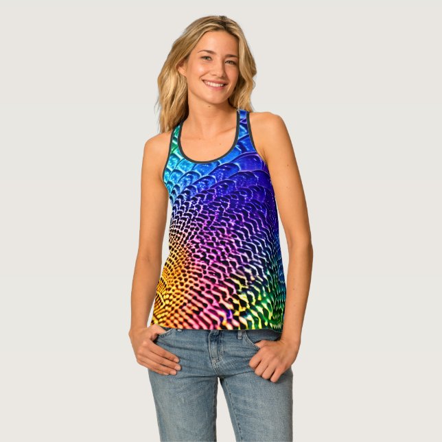Dragon Scale Print Racerback Tank Top  (Front Full)
