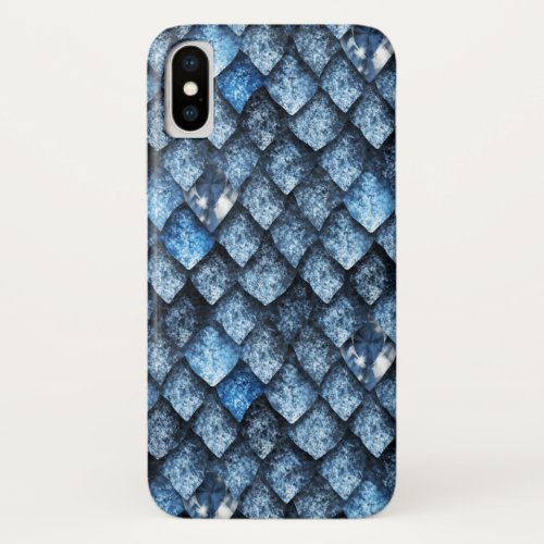 Dragon scales  blue gems iPhone x case