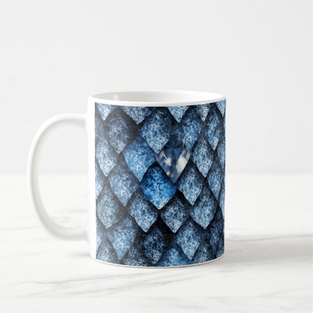 Dragon scales / blue gems coffee mug (Left)