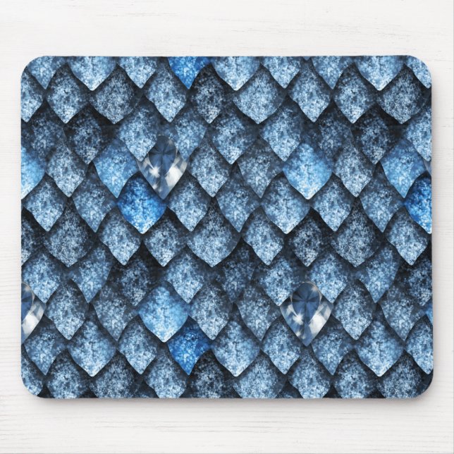 Dragon scales / blue gems mouse pad (Front)