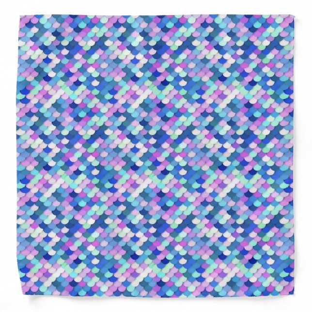 "Dragon Scales" - blue, orchid and lavender Bandana (Front)