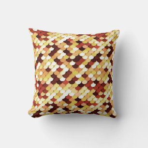 "Dragon Scales" - chocolate, tan, rust and cream Throw Pillow