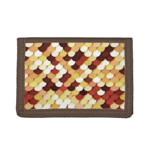 "Dragon Scales" - chocolate, tan, rust and cream Tri-fold Wallet