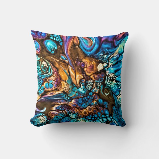 Dragon Scales colorful abstract Throw Pillow (Front)