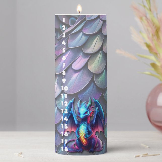 Dragon Scales Dragon Countdown Birthday Candle (In Situ)