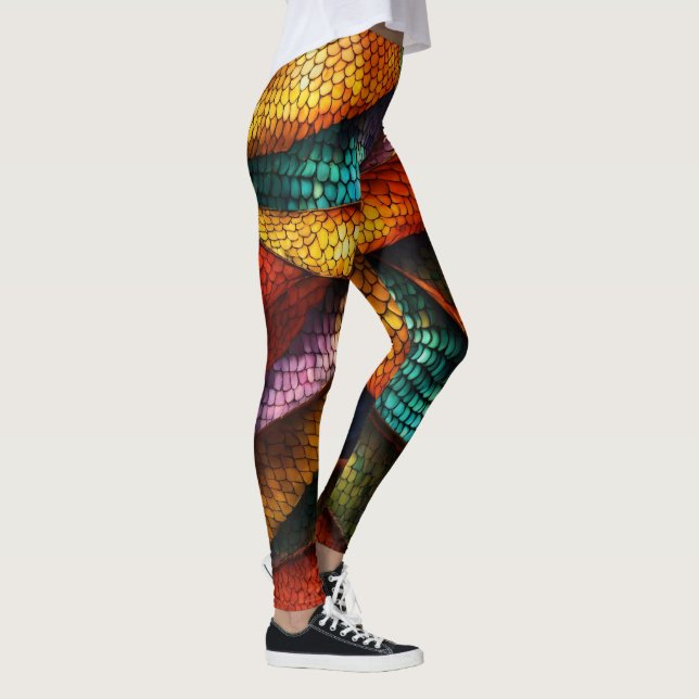 Dragon Scales Elegance: Stylish Leggings with Mesm (Right)