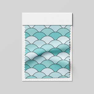 Dragon Scales, Fans, Waves, Seigaiha, Blue Fabric
