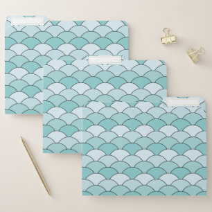 Dragon Scales, Fans, Waves, Seigaiha, Blue File Folder