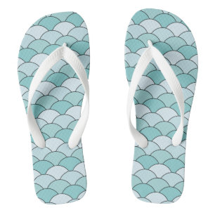 Dragon Scales, Fans, Waves, Seigaiha, Blue Flip Flops