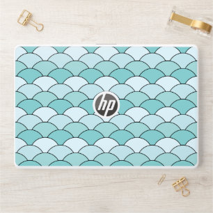 Dragon Scales, Fans, Waves, Seigaiha, Blue HP Laptop Skin