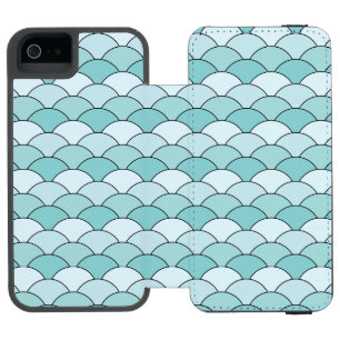 Dragon Scales, Fans, Waves, Seigaiha, Blue iPhone SE/5/5s Wallet Case