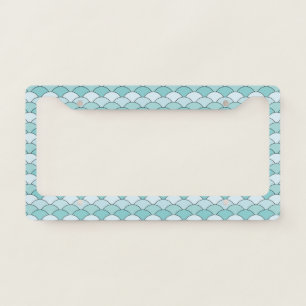 Dragon Scales, Fans, Waves, Seigaiha, Blue License Plate Frame