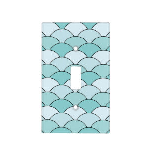 Dragon Scales, Fans, Waves, Seigaiha, Blue Light Switch Cover