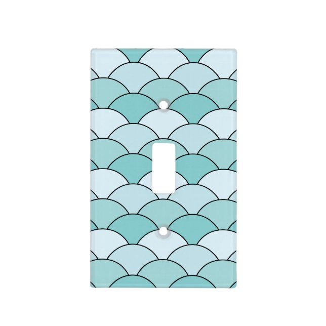 Dragon Scales, Fans, Waves, Seigaiha, Blue Light Switch Cover (Front)