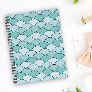 Dragon Scales, Fans, Waves, Seigaiha, Blue Notebook